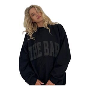 The Bar Varsity Sweatshirt Crewneck Womens Large Black